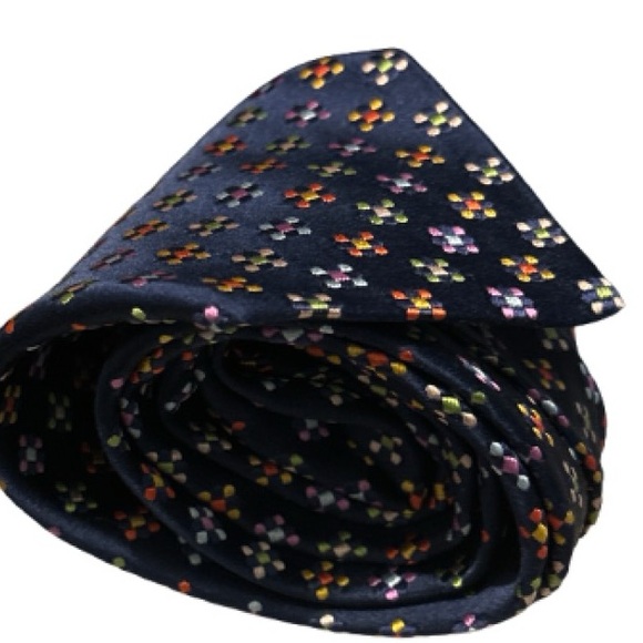 ALTEA Milano BLUE Silk HAND STITCHED ‘Flower Power’ Tie - see all photo’s - Picture 3 of 9